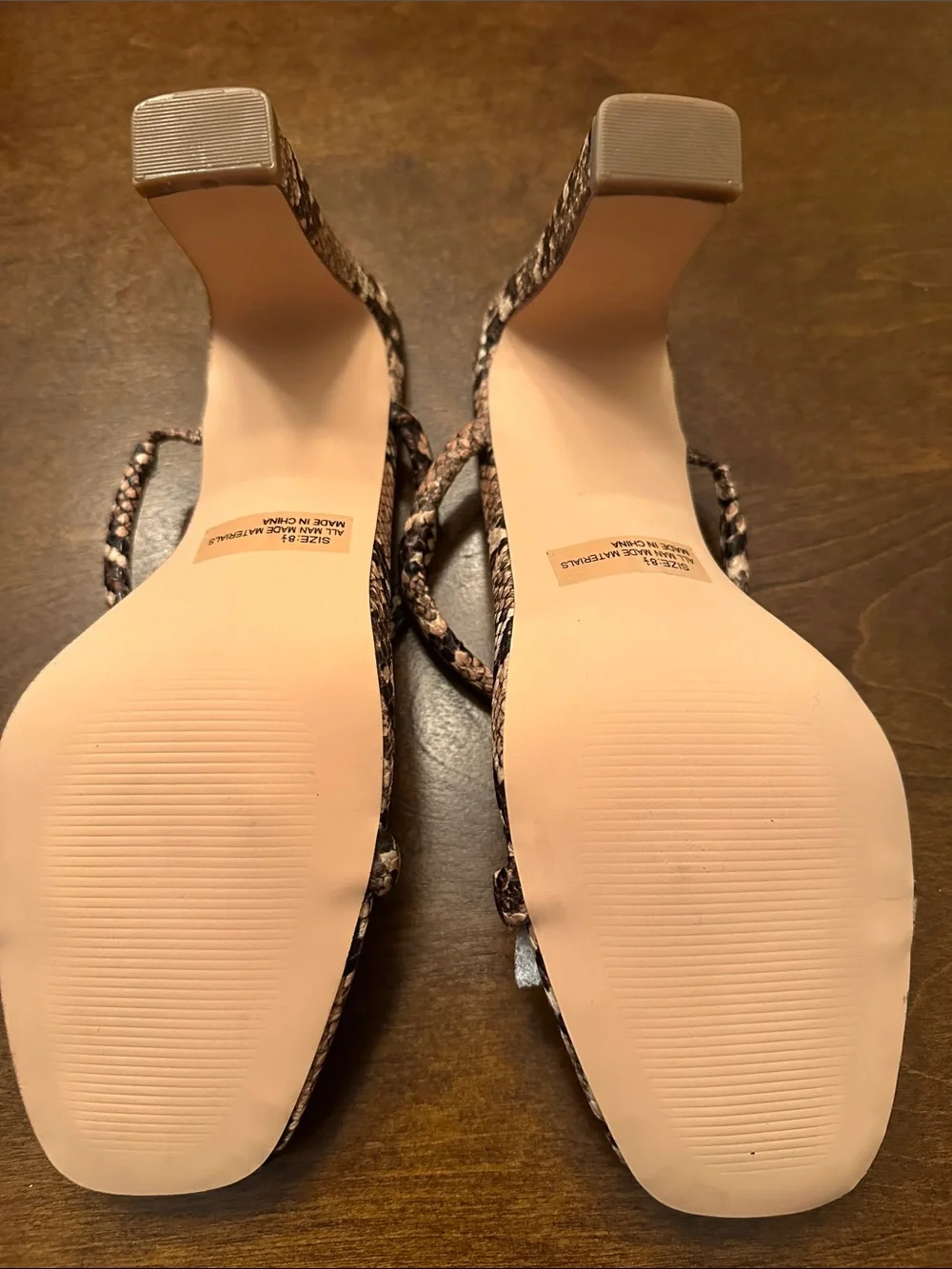 Lulus Xenya Tan Multi Snake Print High Heel Sandals 8.5 NIB
